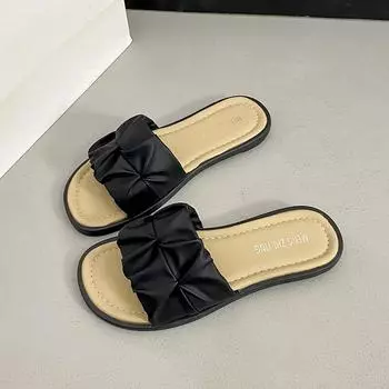 Slippers women s summer outer wear new fashion flat heel thin bottom light soft bottom non-slip pregnant women one word cool slippers tide 35