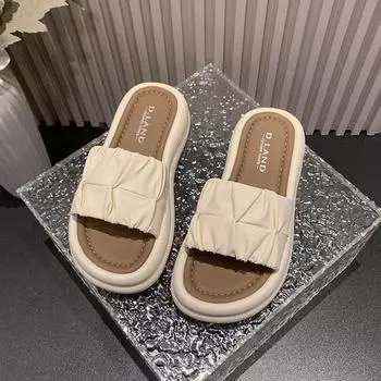 Slippers women s summer wear new fashion thick-bottomed muffin sandals beach folds 35