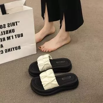 Slippers women s summer wear new fashion thick-bottomed muffin sandals beach folds 35