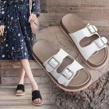 Slippers Women Summer Fashion New Beach Shoes Outdoor Female Sandals Non-slip Indoor Slides Open Toe Casual Flat Sandals 35 белый