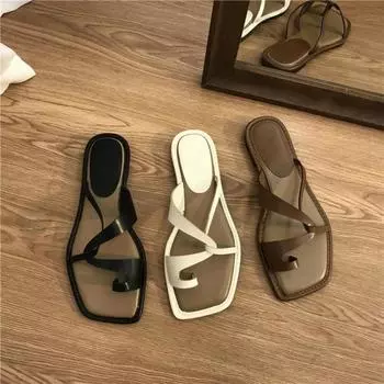Slippers Women Summer New 2024Korean Version Clip Toe Flip Flops Outdoor Fashion Flat Casual Non-slip Sandals Female Beach Mules 35