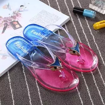 Slippers Women Summer Outside Flat with Crystal Fashion Anti Slip Herringbone Flip Flops Women Beach Sandals for Female Students 36 золотой