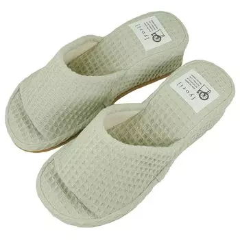 Slippers Yori Cotton Waffle Heel Green Free Size [Okumura]