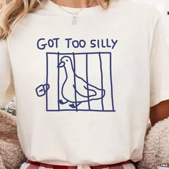 слишком глупая унисекс футболка футболка с гусем футболка с мемом футболка с глупым гусем толстовка с гусем глупый гусь день рождения смешная футболка с животным смешной подарок 2XL