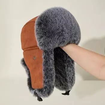 Слишком толстая ~ Глубокая зимняя кепка Lei Feng, мужская кепка для велоспорта, ветрозащитная кепка, женская кепка с мягкой подкладкой для защиты ушей, зимняя пустынная холодная кепка One Size серый