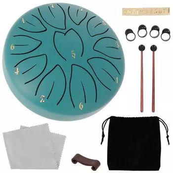 Slit Drum Tongue Drum 6 Inch 11 Sounds D Major Musical Instrument Percussion Instrument Yoga Meditation Mallet Pick Storage Bag Included Steel Drum