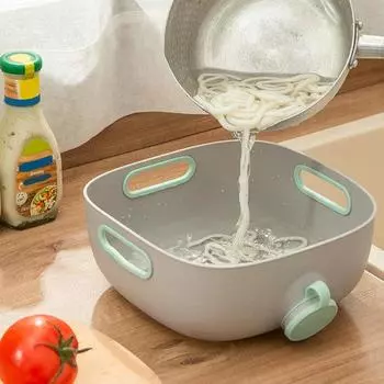 Сливная корзина Эффективно очищает благодаря дренажному отверстию Полая ручка Многоцелевой моющий фильтр большой емкости Сетчатая корзина Кухонный гаджет белый