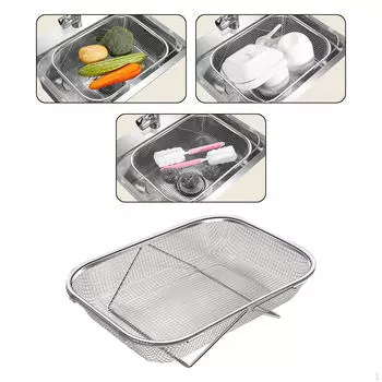 Сливная корзина Корзина для мытья раковины, складная полка для хранения над дуршлагом из нержавеющей стали small