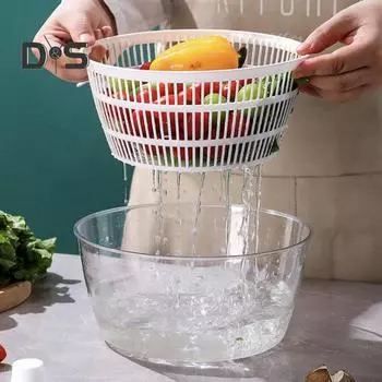 Сливная корзина, счетчик для салата, быстрый слив, многофункциональная сушилка для овощей большой емкости, стиральная машина для фруктов для дома розовый