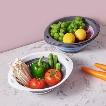 Сливная корзина Складной дуршлаг без BPA с пластиковыми ручками Компактный дизайн Макаронные изделия Овощи Фрукты Силиконовое сито