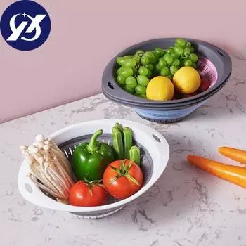 Сливная корзина Складной дуршлаг без BPA с пластиковыми ручками Компактный дизайн Макаронные изделия Овощи Фрукты Силиконовое сито Ellipse светло-зеленый