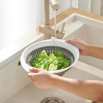Сливная корзина Складной дуршлаг без BPA с пластиковыми ручками Компактный дизайн Макаронные изделия Овощи Фрукты Силиконовое сито