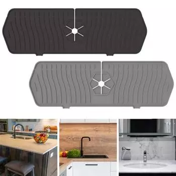 Сливная подушка для крана, силиконовая защита от брызг для кухонной раковины, держатель для губки, коврик для сушки посуды, полка для ванной, органайзер, защита для столешницы чёрный