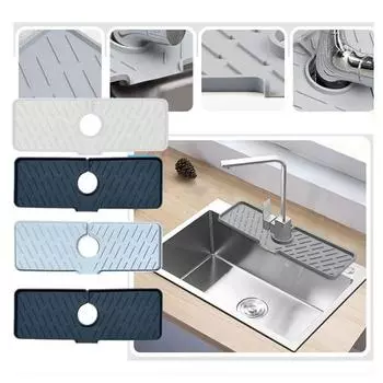 Сливная подушка для смесителя Складной брызгозащищенный легкий дренаж Высокий забор Предотвращает разлив брызг Брызговик для кухни Ванная комната Смеситель Поддон для сбора капель темно-серого