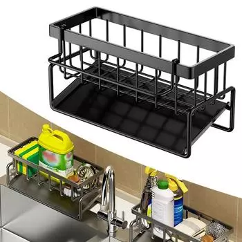 Сливная полка для раковины, держатель для губки из нержавеющей стали, держатель для крана, сушилка для мыла, вешалка для полотенец, полка-органайзер для кухонных принадлежностей