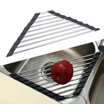 Сливная полка для раковины из нержавеющей стали, гладкий край, многофункциональный, отличная вентиляция, держатель для хранения чёрный