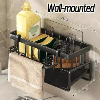 Сливная полка для раковины из нержавеющей стали, держатель для крана для хранения губки, сушилка для мыла, вешалка для полотенец, полка-органайзер, кухонные аксессуары