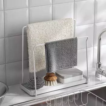 Сливная полка из нержавеющей стали, кухонная губка для мытья посуды, полка для столешницы, стойка для тряпок без проколов, сушка для крана и раковины