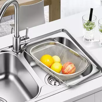 Сливная полка над раковиной. Выдвижной поддон. Сушка губки. Мелкая сетка. Блюдо для фруктов.