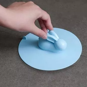 Сливная пробка для ванны, силиконовая крышка для сливного отверстия в полу с ручкой в форме кролика, сильное всасывание, защита от протечек, защита от запаха, универсальная пробка для ванны для ванной комнаты S розовый