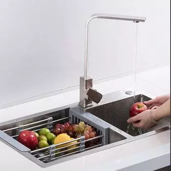 Сливная решетка для раковины из толстой нержавеющей стали, кухонные вазы для фруктов, палочки для еды, мойка овощей, телескопическая сливная корзина, корзина для фильтра, кухонные принадлежности Small