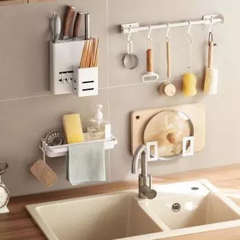 Сливная стойка Yousheng Самоосушающаяся полка для раковины, настенная с крючком для вешалки для полотенец, съемный сливной поддон, кухонный органайзер чёрный