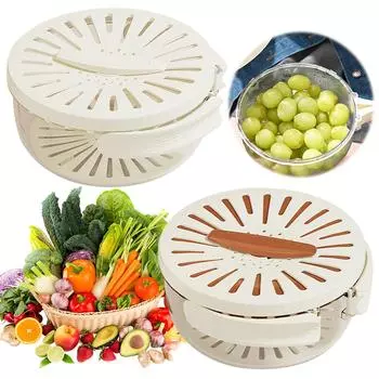 Сливной фильтр-корзина, складная ручка, фруктовая овощная сушилка, чаша, многофункциональный контейнер для хранения продуктов питания для домашней кухни светло-коричневого
