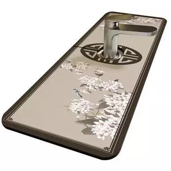 Сливной коврик для смесителя из диатомовой грязи, китайский цветочный принт, супервпитывающий, быстросохнущий, брызгозащищенный, складной, нескользящий, смеситель для кухонной раковины в ванной комнате B