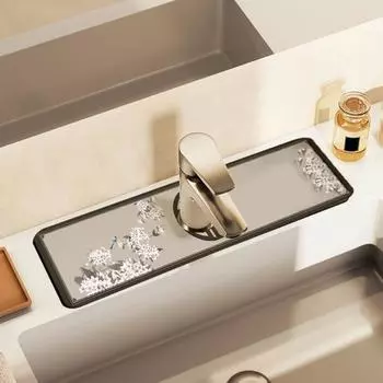Сливной коврик для смесителя из диатомовой грязи, китайский цветочный принт, супервпитывающий, быстросохнущий, брызгозащищенный, складной, нескользящий, смеситель для кухонной раковины в ванной комнате B
