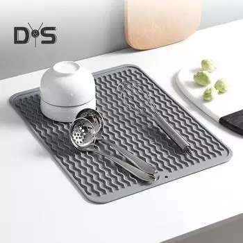 Сливной коврик для столешницы с волновой текстурой, противоскользящий надежный дренажный коврик для столовых приборов в ресторане светло-серый
