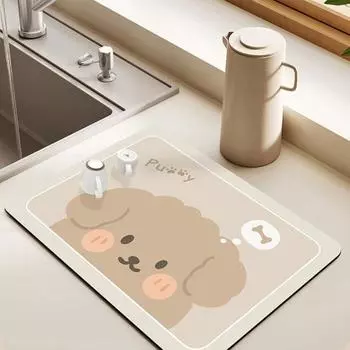 Сливной коврик Нескользящий Сильное водопоглощение Быстрая сушка диатомовой грязи на столешнице бежевый