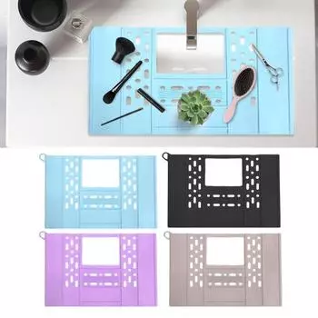 Сливной коврик, складной силиконовый чехол для раковины, компактный термостойкий коврик-органайзер для макияжа для домашней ванной комнаты