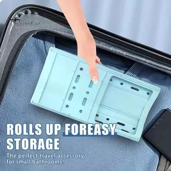 Сливной коврик, складной силиконовый чехол для раковины, компактный термостойкий коврик-органайзер для макияжа для домашней ванной комнаты чёрный