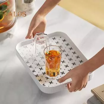 Сливной поддон, брызгозащищенный, легко моющийся, 2-х уровневый сливной поддон для посуды, прочный нескользящий сервировочный поднос для домашней кухни L