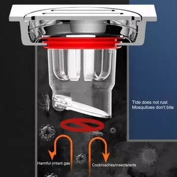Сливной сердечник для пола с защитой от запаха, клапан защиты от перелива, защита от запаха, простая установка, уплотнение с магнитной левитацией, крышка для слива канализации красный