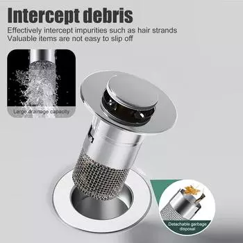 Сливной заглушка из нержавеющей стали 304 для ванной комнаты, фильтр-корзина для раковины, антизасор, антизапах, сито для раковины