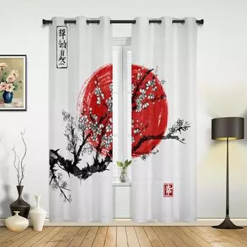 Сливовое солнце чернила живопись шторы для спальни гостиная шторы кухня детская комната оконные шторы современный домашний декор 135W x 60H(cm) x1