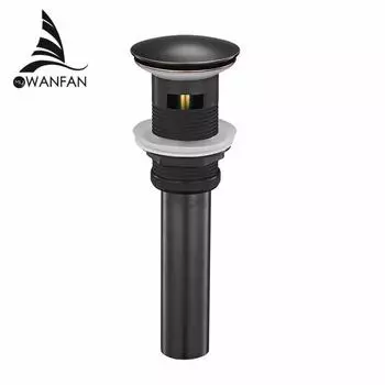 Сливы Детали для ванной комнаты Латунный черный унитаз Раковина для туалетного столика Выдвижная пробка для слива с переливом Аксессуары для крана HJ-0618H