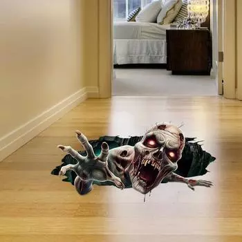 Сломанная стена череп стены наклейки Хэллоуин фестиваль сцена Декор торговый центр украшения пола самоклеящиеся наклейки 30x90cm*2 разноцветный