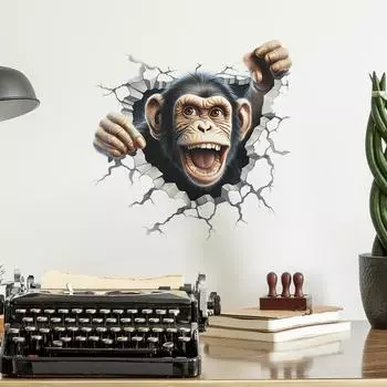 Сломанная стена Моделирование Горилла Спальня Кабинет Гостиная Фон Макет Наклейки на стену 29*29CM/fun-f91