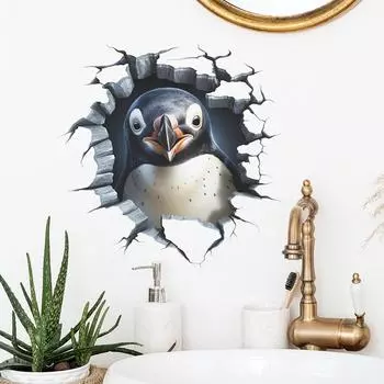 Сломанное отверстие имитация пингвина детская комната крыльцо фон ландшафтный дизайн настенная наклейка 29*29CM/fun-f88