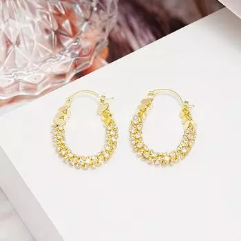 Сломанное серебро, полное бриллиантов, U-образные пряжки из циркония, High-End Sense, легкие роскошные серьги, модный темперамент, универсальные серьги, женщины 18K