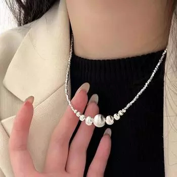 Сломанное серебряное ожерелье, легкая роскошная ниша с матовым шариком, цепочка на ключицу, аксессуары для холодного ветра, трансграничные аксессуары