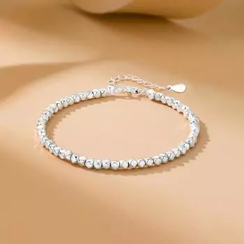 Сломанный серебряный браслет Серебряный браслет 925 пробы с мелкими кусочками Серебряный браслет Ins Специально разработанный летний браслет из бисера 925