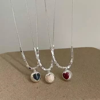 Сломанный серебряный шарик из бисера, капающий масляный кулон с любовью, ожерелье для женщин, простое, модное, универсальное, цепочка на ключицу