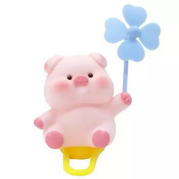 Сломанный ветром велосипед, милый маленький розовый поросенок, пропеллер, заяц, защищающий от ветра, дорожный велосипед, шлем для езды на велосипеде, украшение