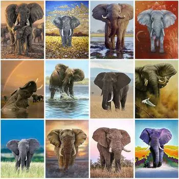 Слон DIY 5D алмазная живопись полная круглая дрель животное алмазные стразы Рождественский подарок мозаика настенная живопись домашний декор Full Round 20x30CM