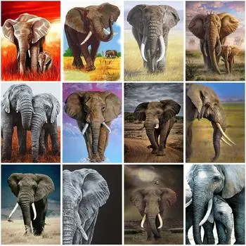 Слон DIY 5D алмазная живопись полная круглая дрель животное Алмазная вышивка наборы крестиков настенное искусство домашний декор подарок Full Round 20x30CM