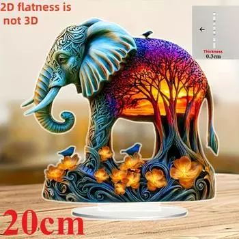 Слон и Древо Жизни, 2D плоский акрил, настольное украшение, орнаменты, подходит для гостиной, офиса, подарки, Рождество, Хэллоуин 20cm