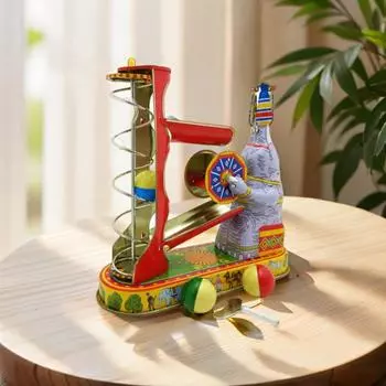 Слон, играющий в мячи, заводная игрушка, винтажный ностальгический вращающийся зонт, катящийся шар, жесть, слон, заводная пружинная игрушка, украшение для рабочего стола Sets